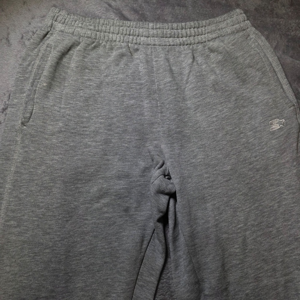 Starter Sweatpants Mens Medium Gray Fleece Elastic Waist Ankle Zip Drawstring